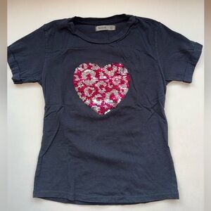 Tennis Black Kids Sequin Heart Tee